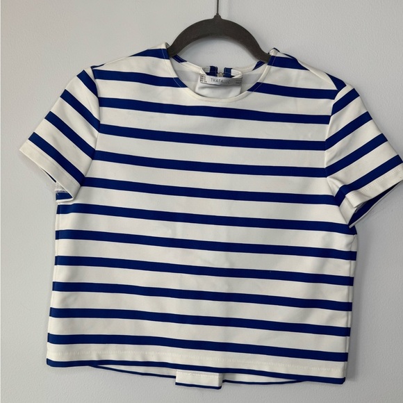 Zara Trafaluc Navy and White Striped Top - Picture 4 of 17